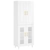 vidaXL Highboard Hochglanz-Wei&szlig; 69,5x34x180 cm Holzwerkstoff