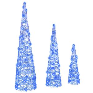 vidaXL Weihnachtsbaum mit 90 LEDs 3 pcs Blau 20 x 20 x 80 cm Acryl