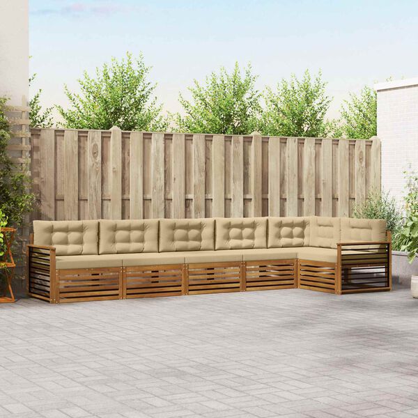 vidaXL Outdoor-Sofagarnitur mit Kissen 6 pcs Natur und Beige