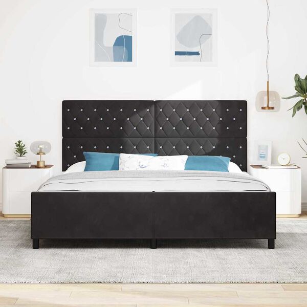 vidaXL Boxspringbett mit Kopfteil Schwarz 200 x 200 cm Samt