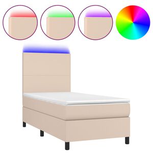 vidaXL Boxspringbett mit Matratze & LED Cappuccino-Braun 90x190cm