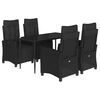 vidaXL 5-tlg. Garten-Essgruppe mit Kissen Schwarz Poly Rattan