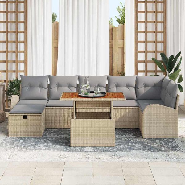 vidaXL Garten-Sofa-Set 8 pcs Beige Poly-Rattan