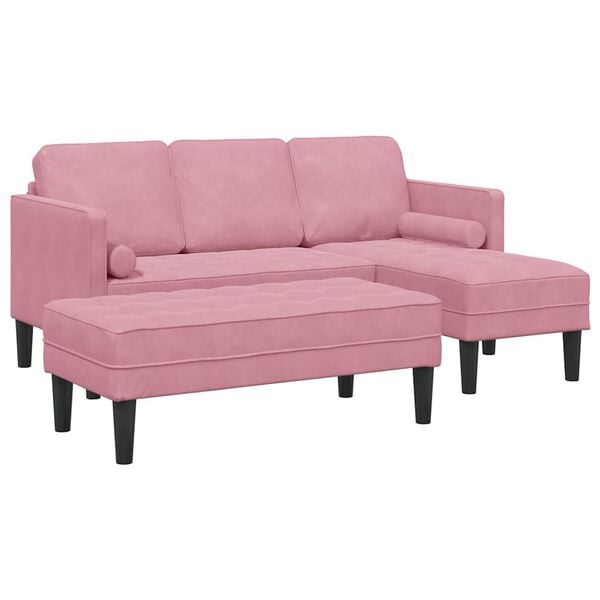 vidaXL Sofa Set mit Kissen 2 pcs Rosa Polyester