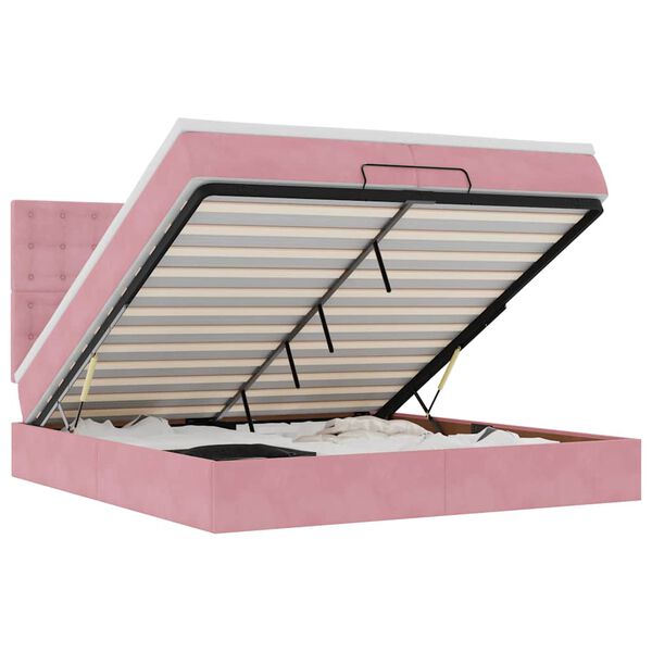 vidaXL Ottoman-Bett mit Matratzen & LEDs Rosa 200x200 cm Samt
