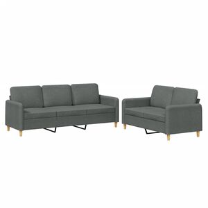 vidaXL 2-tlg. Sofagarnitur mit Kissen Dunkelgrau Stoff