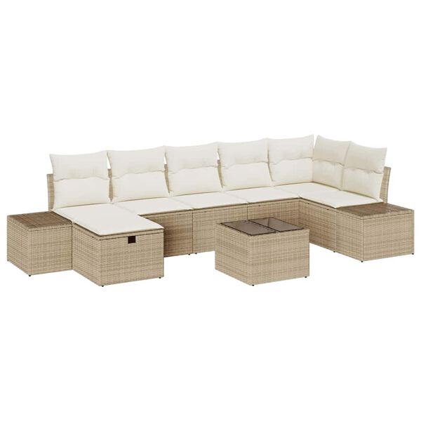 vidaXL Sofa Set mit Kissen 8 pcs Poly-Rattan