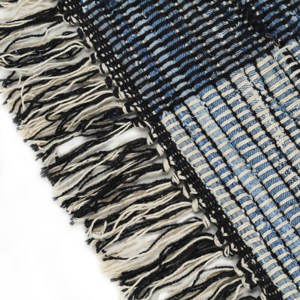 vidaXL Chindi-Teppich Handgewebt Denim 120x170 cm Blau