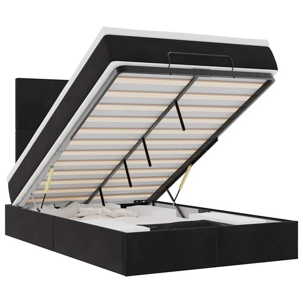 vidaXL Ottoman-Bett mit Matratzen Schwarz 120x190 cm Samt