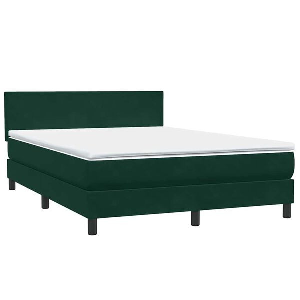 vidaXL Boxspringbett mit Matratze Dunkelgr&uuml;n 140x210 cm Samt