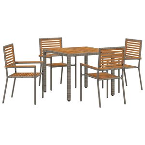 vidaXL Garten Essgruppe 5 stk. Grau und Braun Poly-Rattan