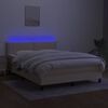 vidaXL Boxspringbett mit Matratze & LED Creme 140x190 cm Stoff