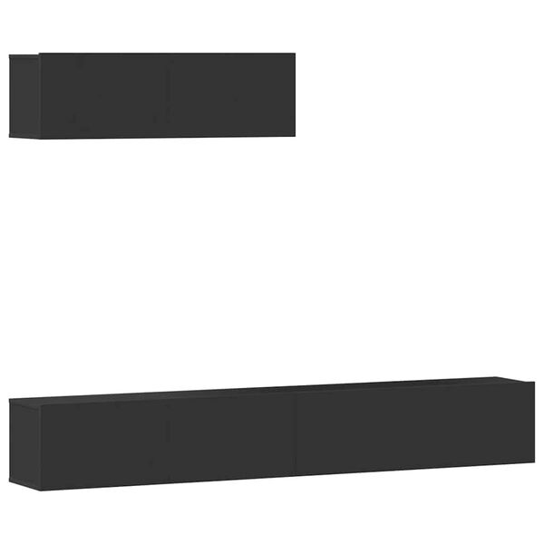 vidaXL 3-tlg. TV-Schrank-Set Schwarz Holzwerkstoff