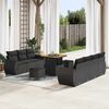 vidaXL Gartensofa-set mit Kissen mit Kissen 10 pcs Schwarz Poly-Rattan