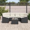 vidaXL Sofa Set mit Kissen 7 pcs Schwarz und Creme Poly Rattan