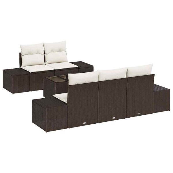 vidaXL Sofa Set mit Kissen Braun Poly Rattan