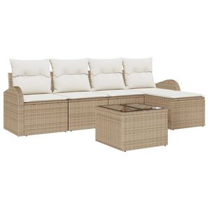 vidaXL Sofa Set mit Kissen 6 pcs Beige und Wei&szlig; Poly-Rattan