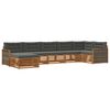 vidaXL Outdoor-Sofagarnitur mit Kissen 7 pcs Natur und Anthrazit