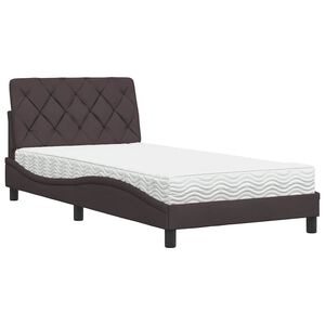 vidaXL Bett mit Matratze Dunkelbraun 100x200 cm Stoff