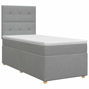 vidaXL Boxspringbett mit Matratze Hellgrau 80 x 200 cm Stoff
