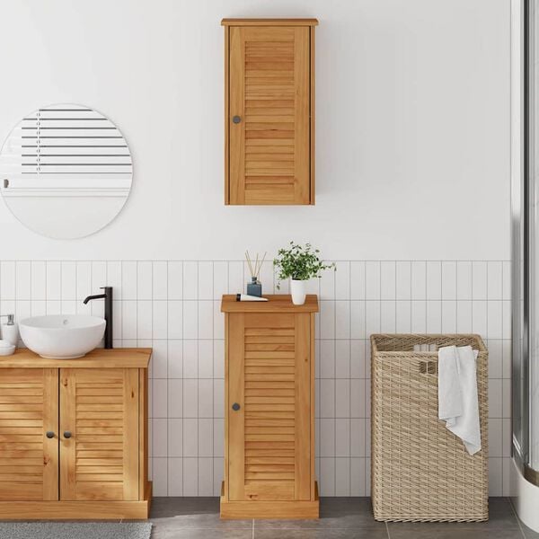 vidaXL Badezimmerm&ouml;bel-Set mit Regal VIGO 2 pcs Braun und Honigbraun
