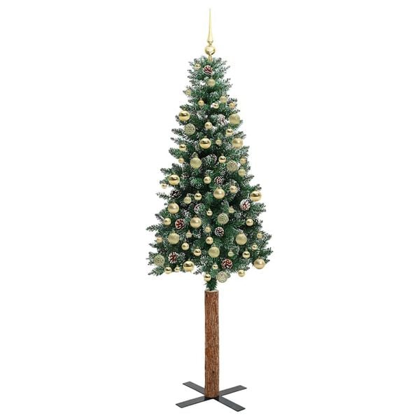 vidaXL Schlanker Weihnachtsbaum mit 300 LEDs Gr&uuml;n und Wei&szlig; 210 cm