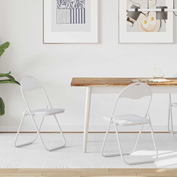 vidaXL Klappstuhl 2 pcs Wei&szlig; und Grau 48 x 43,5 x 81 cm Kunstleder