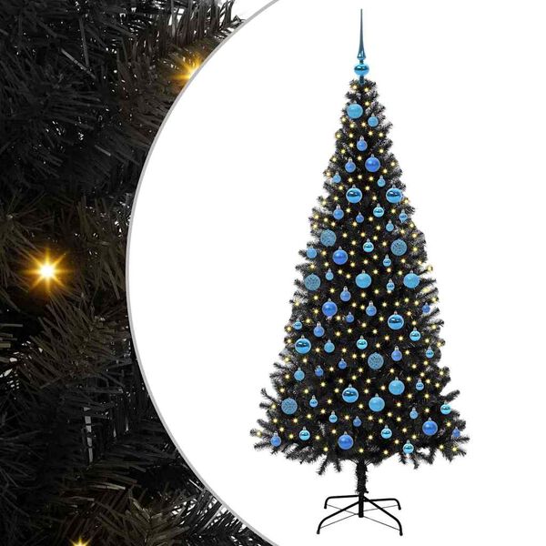 vidaXL Weihnachtsbaum mit 300 LEDs mit St&auml;nder Schwarz 180 cm PVC