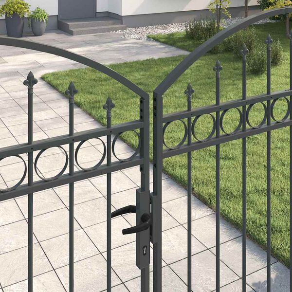 vidaXL Zaun tor mit Schloss Grau 301 x 224,5 cm Stahl