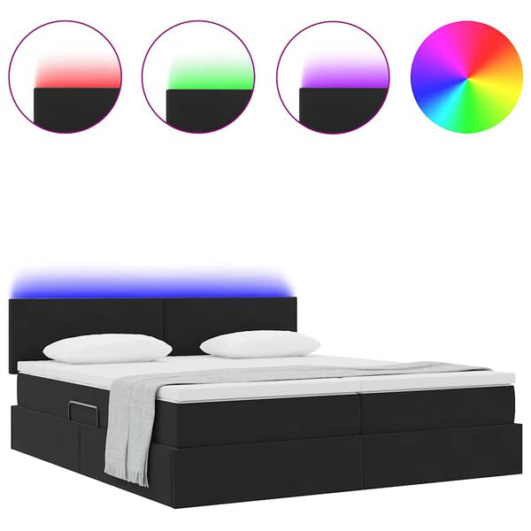 vidaXL Bett mit LED-Lichtleisten Schwarz 200 x 200 cm Samt