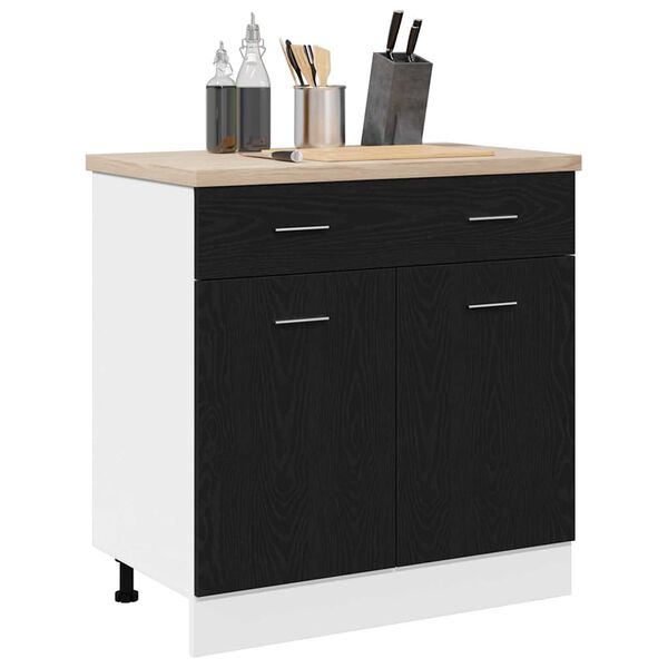 vidaXL H&auml;ngeschrank mit Regal Schwarz Eichen-Optik 80 x 31 x 81,5 cm