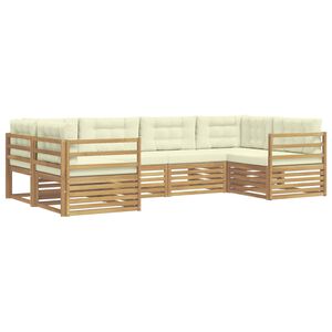 vidaXL Outdoor-Sofagarnitur 6 stk. Wei&szlig; und Creme Polyester