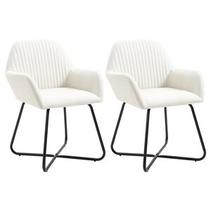 vidaXL Esszimmerst&uuml;hle 2 Stk. Creme Stoff