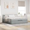 vidaXL Ottoman-Bett mit Matratzen & LEDs Hellgrau 200x200 cm Stoff