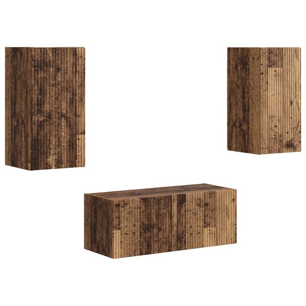 vidaXL TV-Schrankset Wandmontiert 2 pcs Altholz Holzwerkstoff