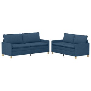vidaXL Sofa Set 2 stk. Blau Stoff