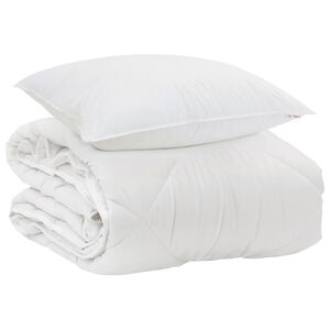 vidaXL Ganzjahresbettdecke mit Kissen 2 pcs Wei&szlig; Mikrofaser