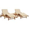 vidaXL Sonnenliege 3 Stk. Massivholz Akazie Beige