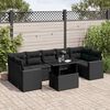 vidaXL 8-tlg. Garten-Sofagarnitur mit Kissen Schwarz Poly Rattan