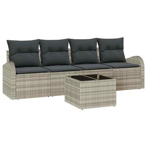 vidaXL Gartensofa-set Hellgrau 55 x 55 x 37 cm Poly-Rattan