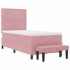 vidaXL Boxspringbett mit Matratze mit Kopfteil Rosa 100 x 200 cm Samt