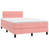 vidaXL Boxspringbett mit Matratze & LED Rosa 120x200 cm Samt