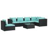 vidaXL 7-tlg. Garten-Lounge-Set mit Kissen Poly Rattan Schwarz