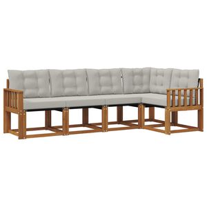 vidaXL Outdoor-Sofagarnitur 5 stk. 5-Sitzer Natur und Hellgrau