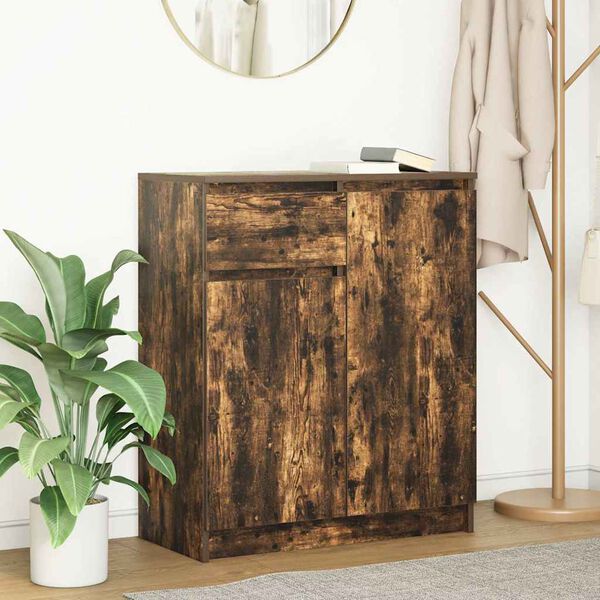 vidaXL Sideboard mit Schublade R&auml;uchereiche 71x35x84 cm Holzwerkstoff