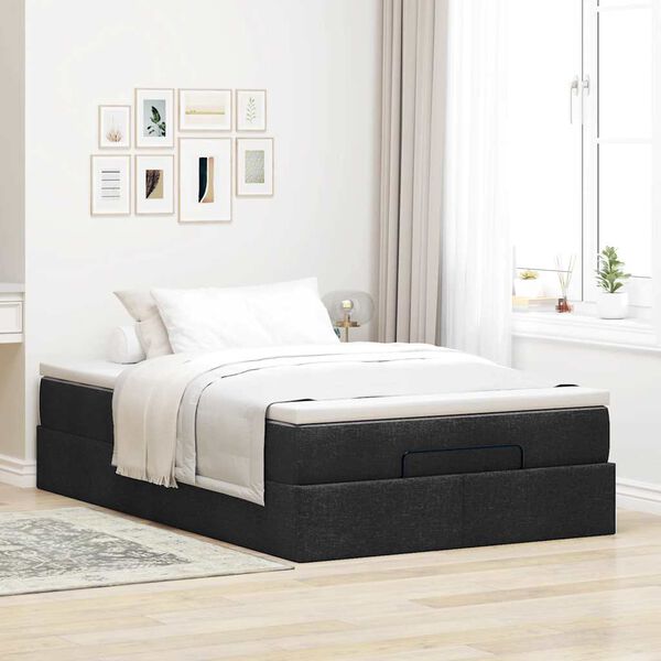 vidaXL Ottoman-Bett mit Matratze Schwarz 120x200 cm Stoff