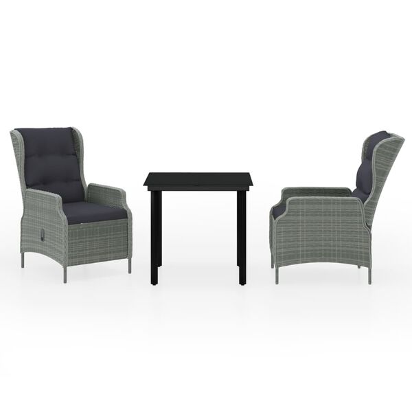 vidaXL 3-tlg. Garten-Essgruppe Hellgrau