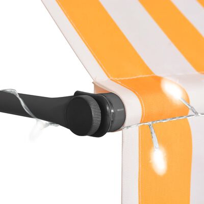 vidaXL Einziehbare Markise Handbetrieben mit LED 400 cm Weiß Orange