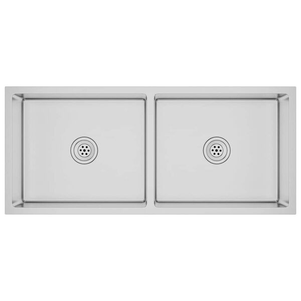 vidaXL Handgemachte Einbauspüle Edelstahl