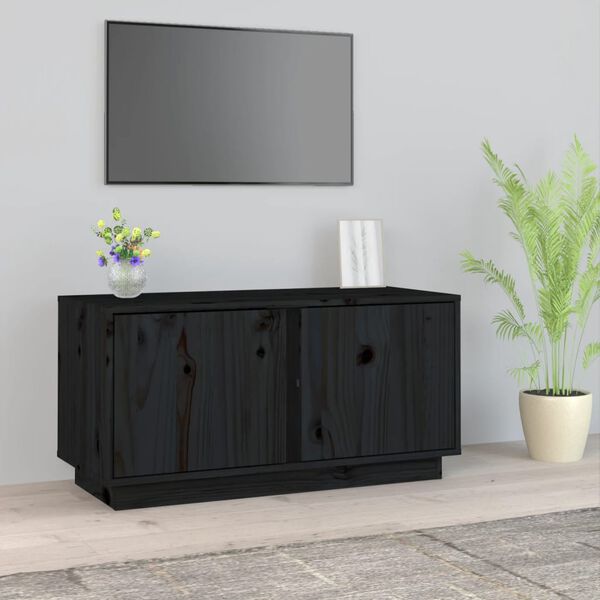 vidaXL TV-Schrank Schwarz 80x35x40,5 cm Massivholz Kiefer